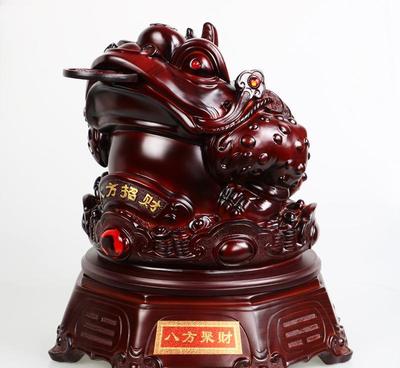 雅信树脂工艺金蟾摆件八方聚财仿木客厅公司开业乔迁送礼工厂批发